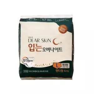 (정품) 디어스킨 에어엠보 입는 오버나이트 특대형 4p 4팩 숙면팬티, 생리대 팬티형