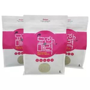 묘한매력 먼지 없는 천연 벤토나이트 고양이 배변 모래 6kg x 3개