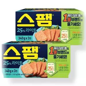 CJ 스팸 25% 라이트, 340g, 6개