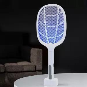 안전모기채 거치식 원버튼 충전식 전자 파리 전기모기채 해충퇴치 휴대용모기퇴치기 가정용벌레퇴치기