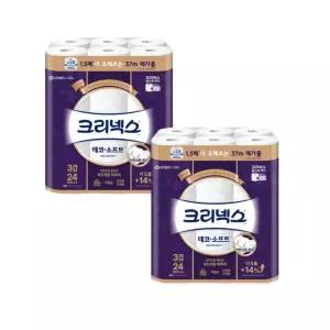 크리넥스 3겹 데코소프트 37m 24롤 2팩 메가롤 화장지 휴지
