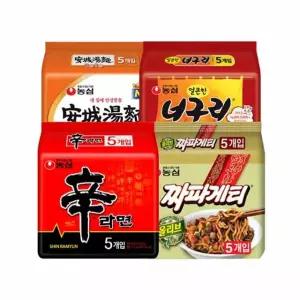 신라면 10봉 + 안성탕면 10봉 + 너구리 10봉 + 짜파게티 10봉e