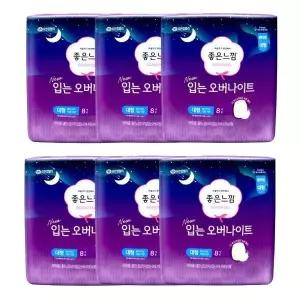 좋은느낌 New 입는 오버나이트 대형 8매x6팩 여성 입는 팬티형 생리대
