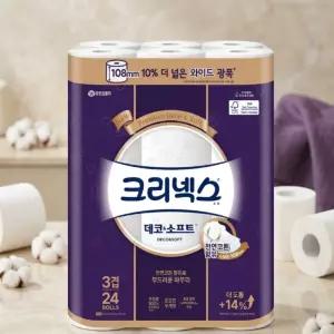 크리넥스 데코앤소프트 와이드 33m 24롤 2팩