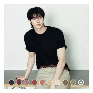[지오다노] 남성 여름 라운드넥 기본핏 솔리드 무지 면 반팔 티셔츠 026540
