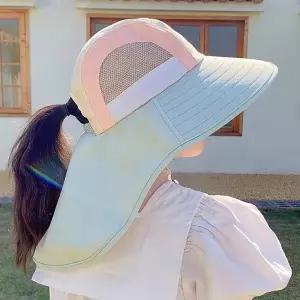 어린이 넓은챙 플랩캡 모자 가림막 여름 자외선차단 돌돌이 사이드 매쉬 키즈 아동 피서 수영장