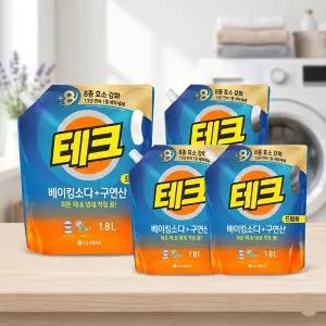 테크 베이킹소다+구연산 액체세제 일반/드럼 겸용 1.8L 4개