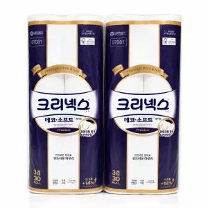 크리넥스 3겹 데코앤소프트 화이트 25MX30롤 2팩