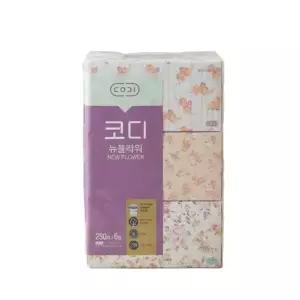 코디 뉴플라워 미용티슈 250매 6입 x 2개(총 12개입)