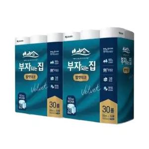 모나리자 부자되는집 벨벳 데코 화장지 30m 60롤 휴지