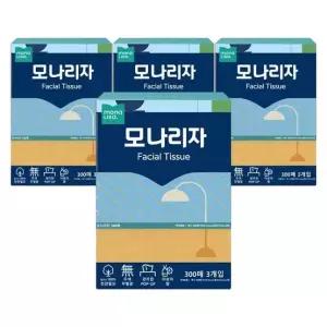 모나리자 300매x3입 x 4팩 미용티슈 각휴지 화장지