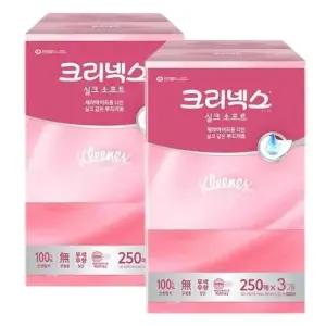 크리넥스 실크소프트 미용티슈 각티슈 250매 x3입x2팩 559737