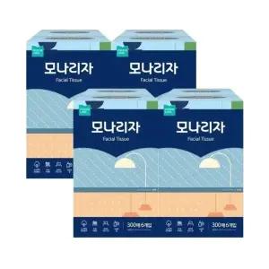 모나리자 미용티슈 300매 6입 4팩 (총24입) 무형광 천연펄프 곽티슈 각티슈 559836