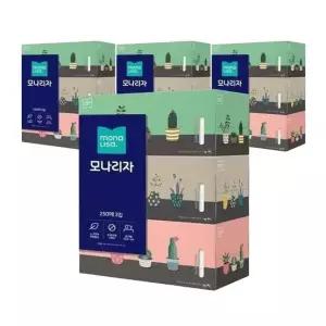 모나리자 250매x3개입 4팩 각티슈 화장지 미용티슈