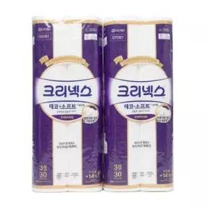 크리넥스 데코앤소프트 3겹 화장지 25m 30롤 2팩