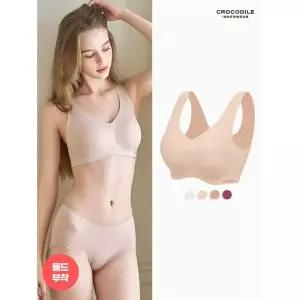 [백화점 정품] 크로커다일 이너웨어 여성속옷 쉘론 데일리 몰드부착 V넥 브라1종택1