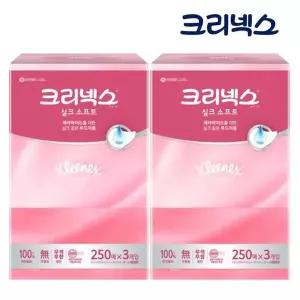 크리넥스 실크소프트 미용각티슈 250매 3입 x2팩