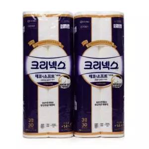 크리넥스 데코앤소프트 3겹 화장지 25m 30롤 2팩