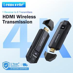 Lemorele P50 4K 무선 HDMI  송기  키트 익스텐더- 프로젝터 HDTV-PC 카메라 노트북