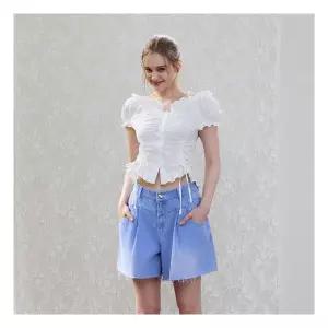 에고이스트 턱 플레어 자수 데님숏츠 ES2ODQ02 2color 1115011