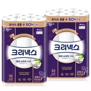 크리넥스 데코앤소프트 수딩플러스 25M 30롤(24+6)x2팩 /두루마리 휴지
