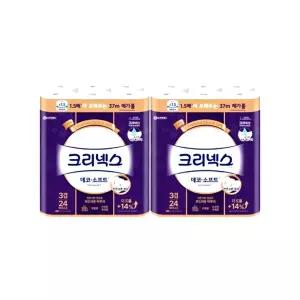 크리넥스 천연펄프 3겹 데코앤소프트, 37m, 24롤, 2개