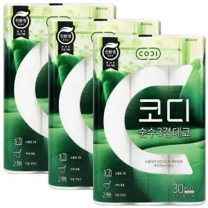 코디 3겹 순수데코 화장지 30m 30롤 x3개