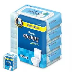 화장실 물티슈 크리넥스)마이비데(46매x4)캡형