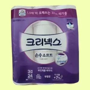 크리넥스 3겹 순수소프트 37M 24롤 2팩