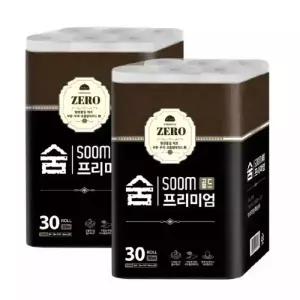 도톰한 숨 프리미엄 골드제로 3겹 30m 30롤 2팩