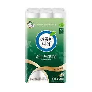 [하프클럽/오티마트]무형광 무향 깨끗한나라 순수 화장지 33m 30롤