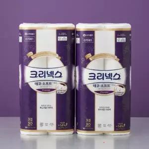 크리넥스 3겹 데코앤소프트 화이트 25M 30롤 2팩