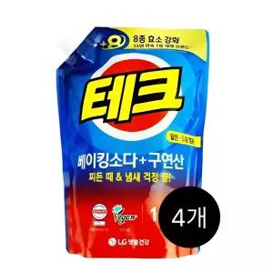 테크 베이킹소다+구연산 액체세제 일반/드럼 겸용 1.8L 4개