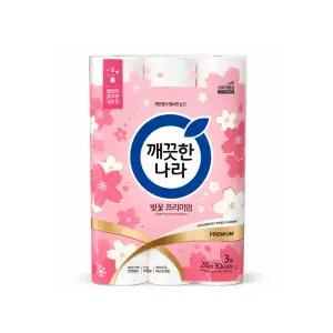 깨끗한나라 벚꽃프리미엄 3겹 28M 30롤 X 3팩