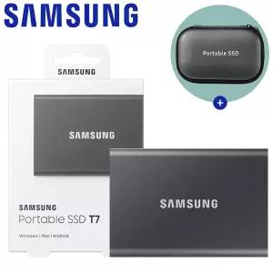 삼성전자 공식인증 포터블 외장SSD T7 그레이 2TB 2테라 MU-PC2T0T/WW + 파우치포함