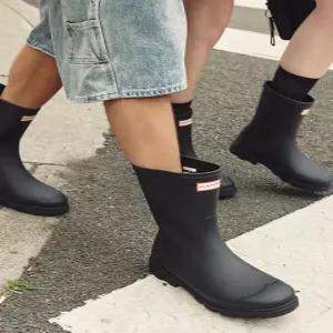 헌터 [UNISEX] 다운포어 숏 레인부츠 - 블랙 HFRU0002251BLK