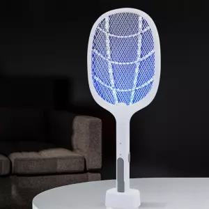 거치식 원버튼 충전식 전자 파리 전기모기채
