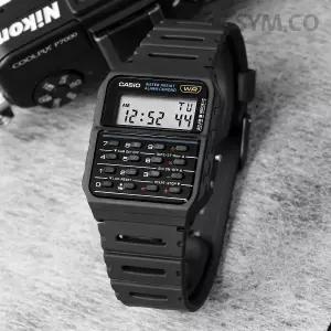 카시오 CA-53W-1Z 데이터 뱅크 레트로 디지털 계산기 남자 우레탄 시계 e10