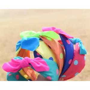 네온 도트 리본 반다나 레트로 헤어밴드 5Colors Woq25QXe