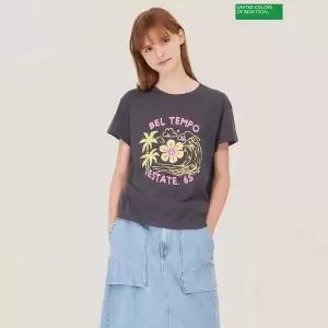 ？백화점출고？ 베네통 반팔 캐쥬얼 티셔츠 스마일 플라워 썸머 BATSB3631 데일리 여름