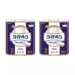 크리넥스 데코앤소프트 28m 24롤 3겹 휴지 화장지 크리네스 유한킴버리 2팩 MJ