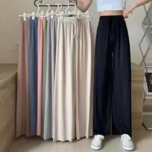 와이드팬츠 여성 쿨링 밴딩 스트레이트 롱바지