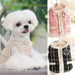 펄 옷 반려동물 외출 강아지 가을 고양이 골드 코사지 애견 럭셔리 겨울 겨울의류 소형 중형 대형