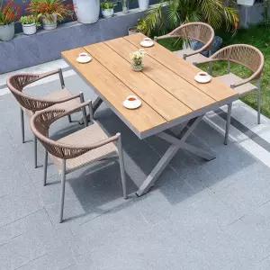 카페 펜션 정원 휴식 아웃도어 4인용 테이블 의자 세트 A-150CM 야외 구성 가족 식사 단체 착석 티타임