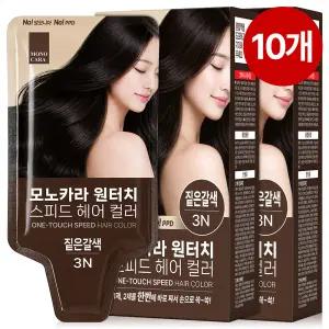 모노카라 원터치 스피드 새치염색약 흰머리 새치커버 30g 10개