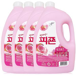 피죤 핑크로즈 3.1L 4개 , 섬유유연제 대용량 리필 용기 본품