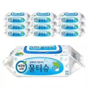 깨끗한나라 페퍼민트 물티슈 캡형 70매 10팩