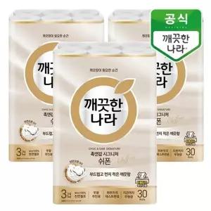 [깨끗한나라] 촉앤감 시그니처 쉬폰 27m 30롤x3팩_