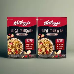 켈로그 통곡물 5가지 과일 리얼 그래놀라 400g, 2개 사과 딸기 바나나