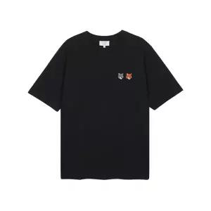 메종키츠네 남성 더블 폭스 헤드 컴포트 티셔츠 블랙 OM011CFKJ7025-P190